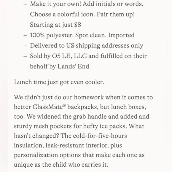 Lands End EZ Wipe Lunch Box Lunch Bag "Brilliant Blue Camo Floral " NWT - Picture 9 of 10